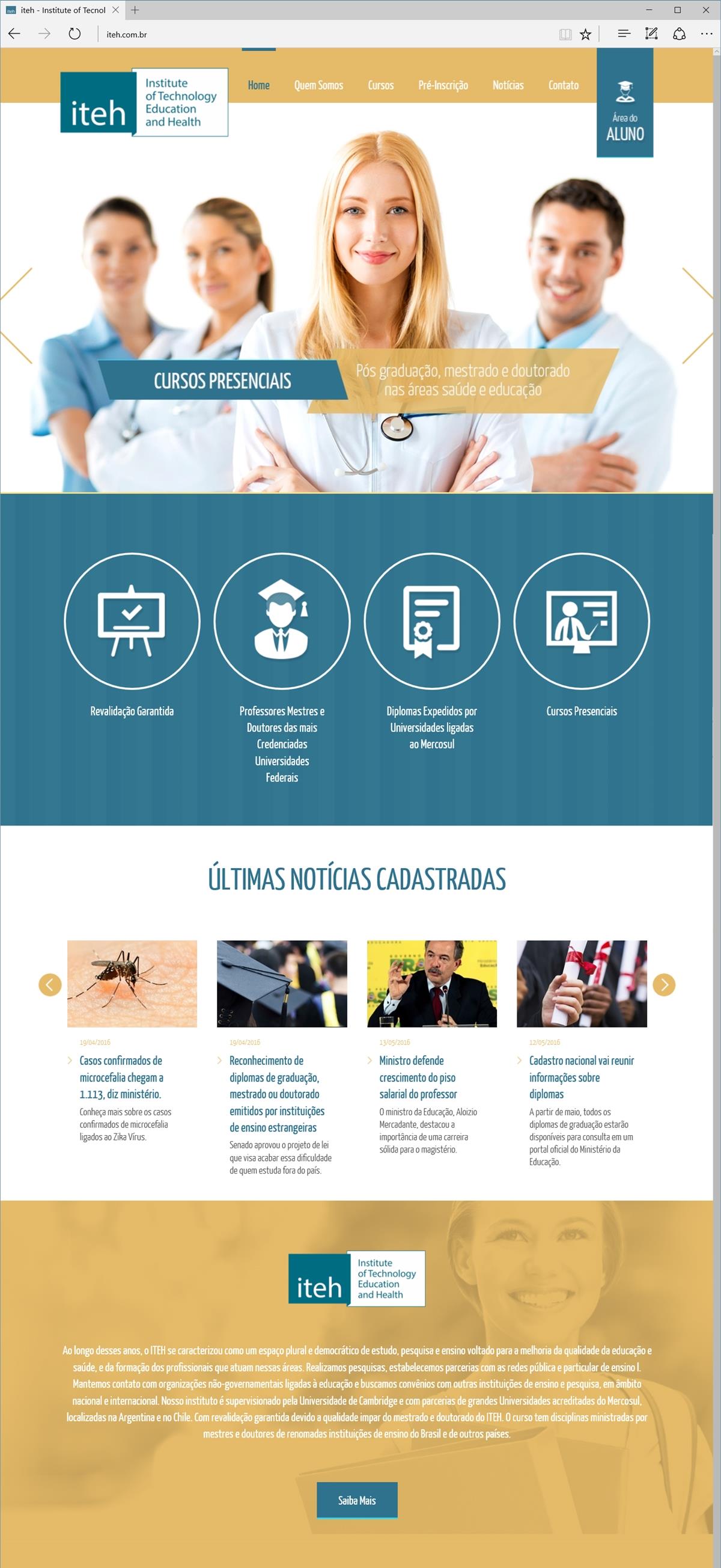 Projetos de Criação de sites: Layout da página Home - ITEH
