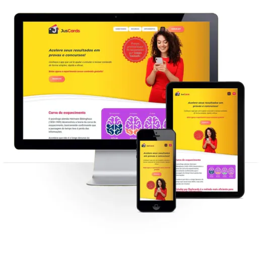 Layout responsivo do projeto de criação de sites: Responsividade aplicada a landing-page do App JusCards