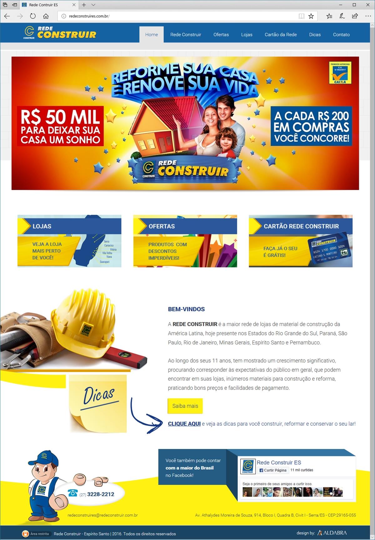 Projetos de Criação de sites: Layout da página home do projeto