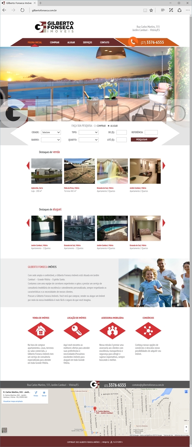 Projetos de Criação de sites: Layout da página Home - Gilberto Fonseca Imóveis