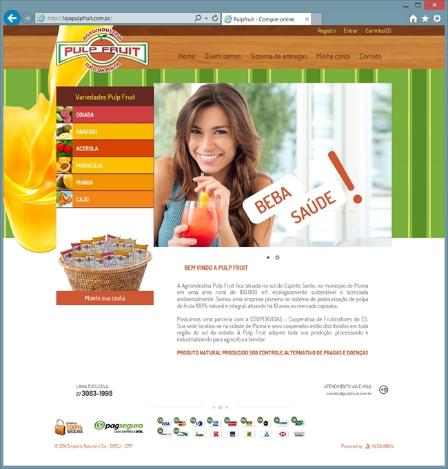 Projetos de e-commerce: Página inicial da loja virtual Pulp Fruit