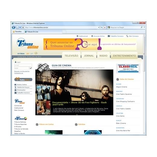 Layout responsivo do projeto de criação de sites: Página de entretenimento - Cinema