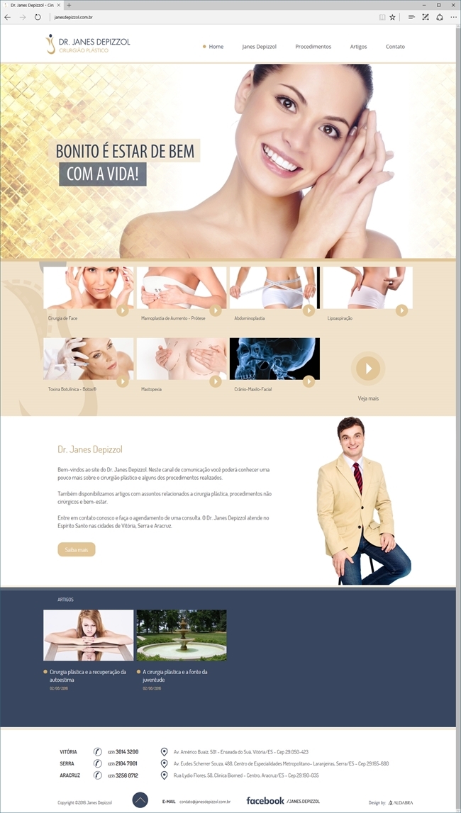 Projetos de Criação de sites: Layout da página Home - Website Dr. Janes Depizzol