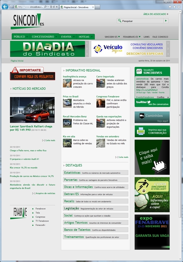 Projetos de Criação de sites: Página inicial com notícias e eventos relacionados ao setor