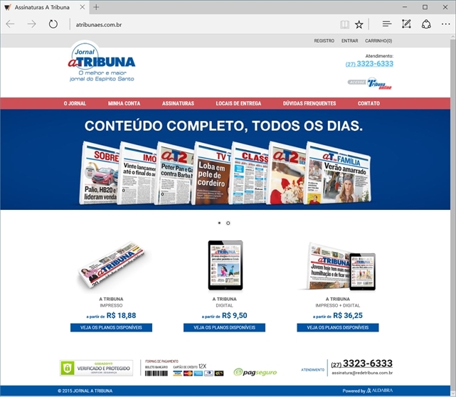 Projetos de e-commerce: Layout Home - A Tribuna ES