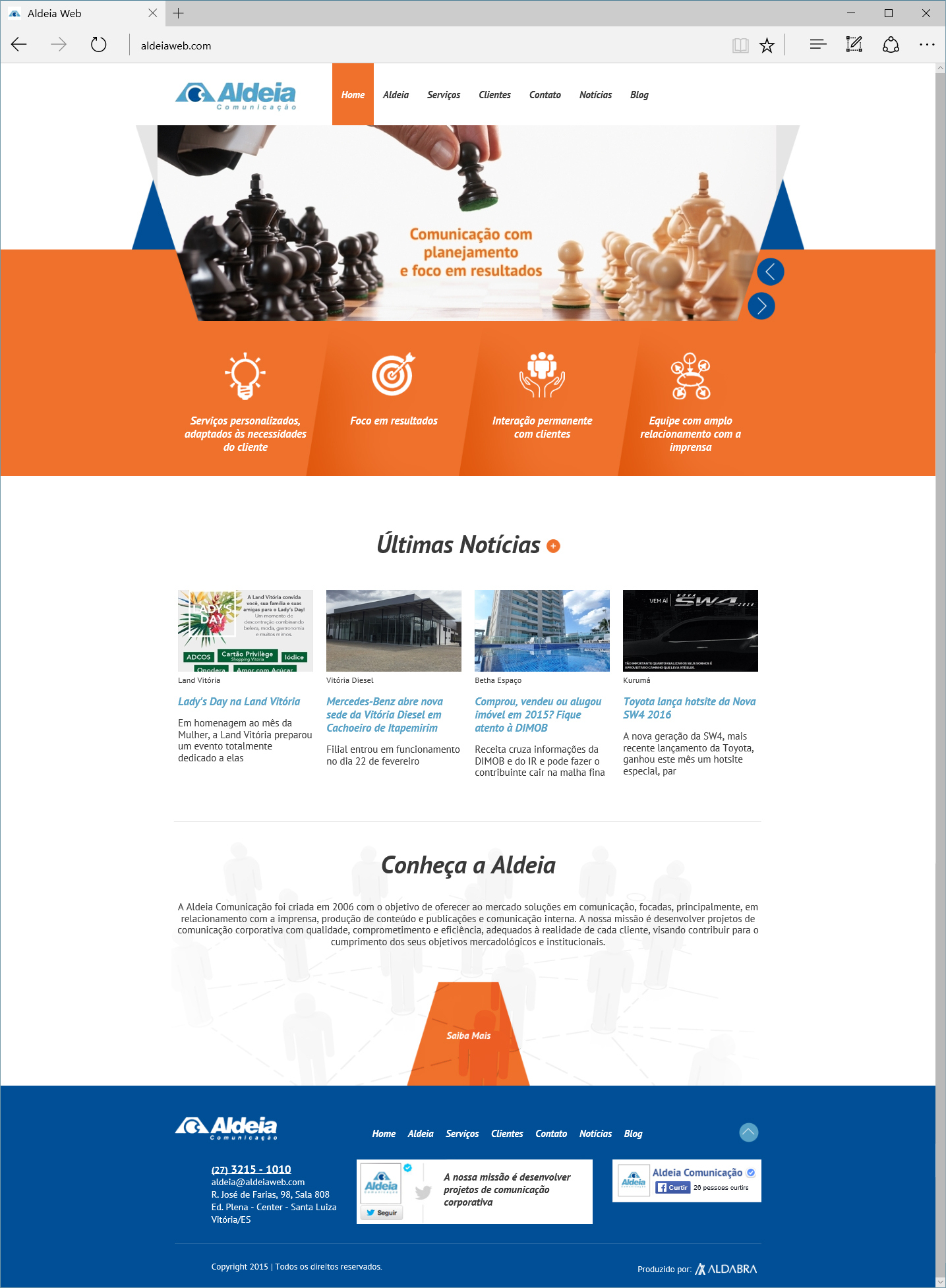 Projetos de Criação de sites: Layout da página Home