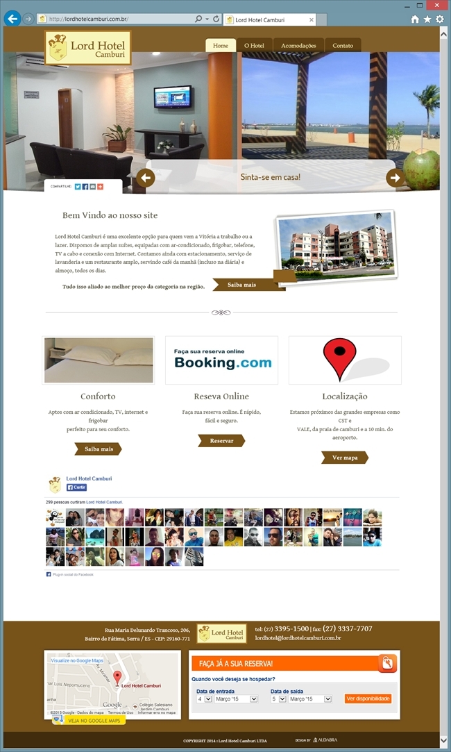 Projetos de Criação de sites: Página inicial do site do Lord Hotel Camburi