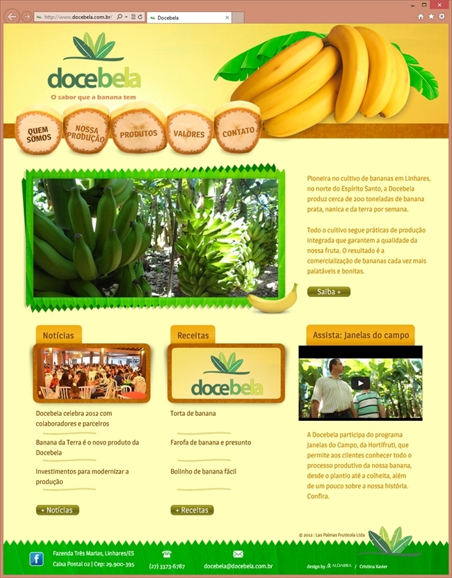 Projetos de Criação de sites: Página inicial do site da Docebela
