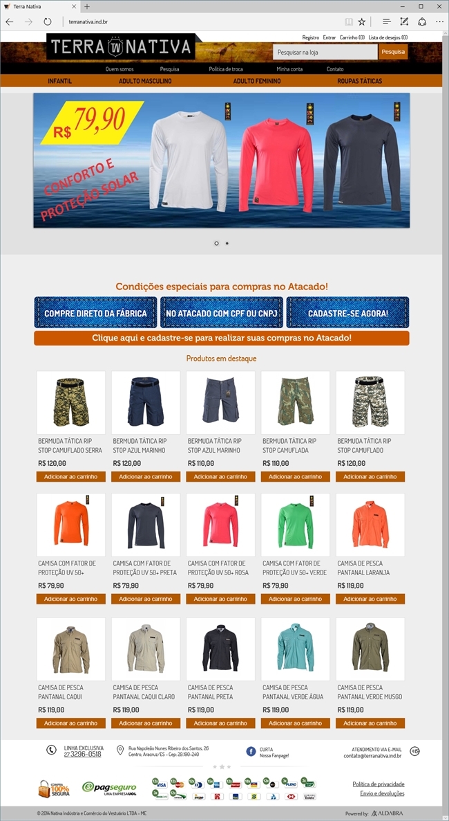 Projetos de e-commerce: Layout da página Home - Loja Virtual Terra Nativa