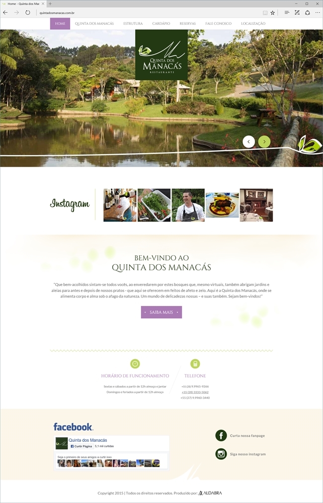 Projetos de Criação de sites: Layout da página Home - Quinta dos Manacás