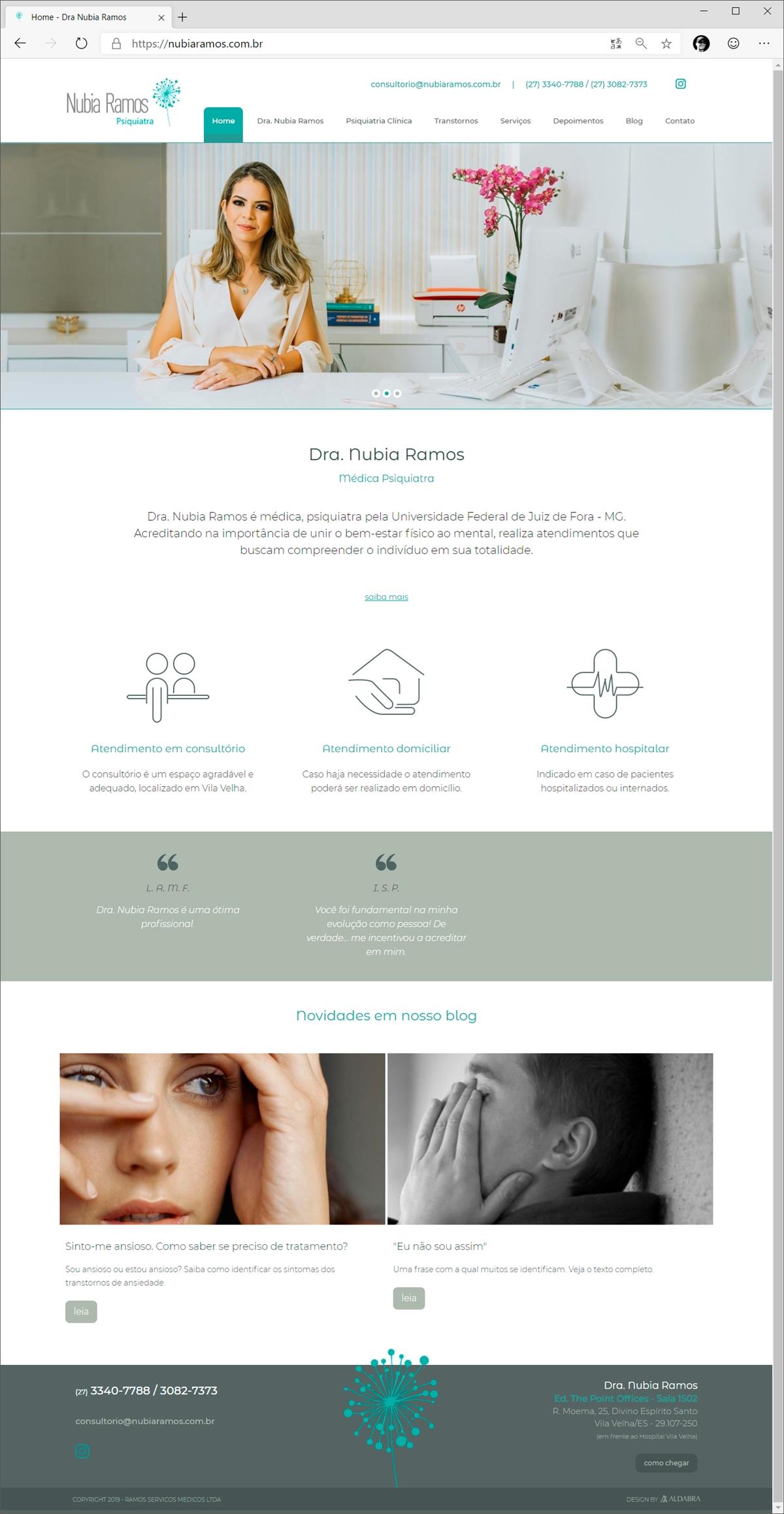 Projetos de Criação de sites: Layout do site institucional da Dra Nubia Ramos