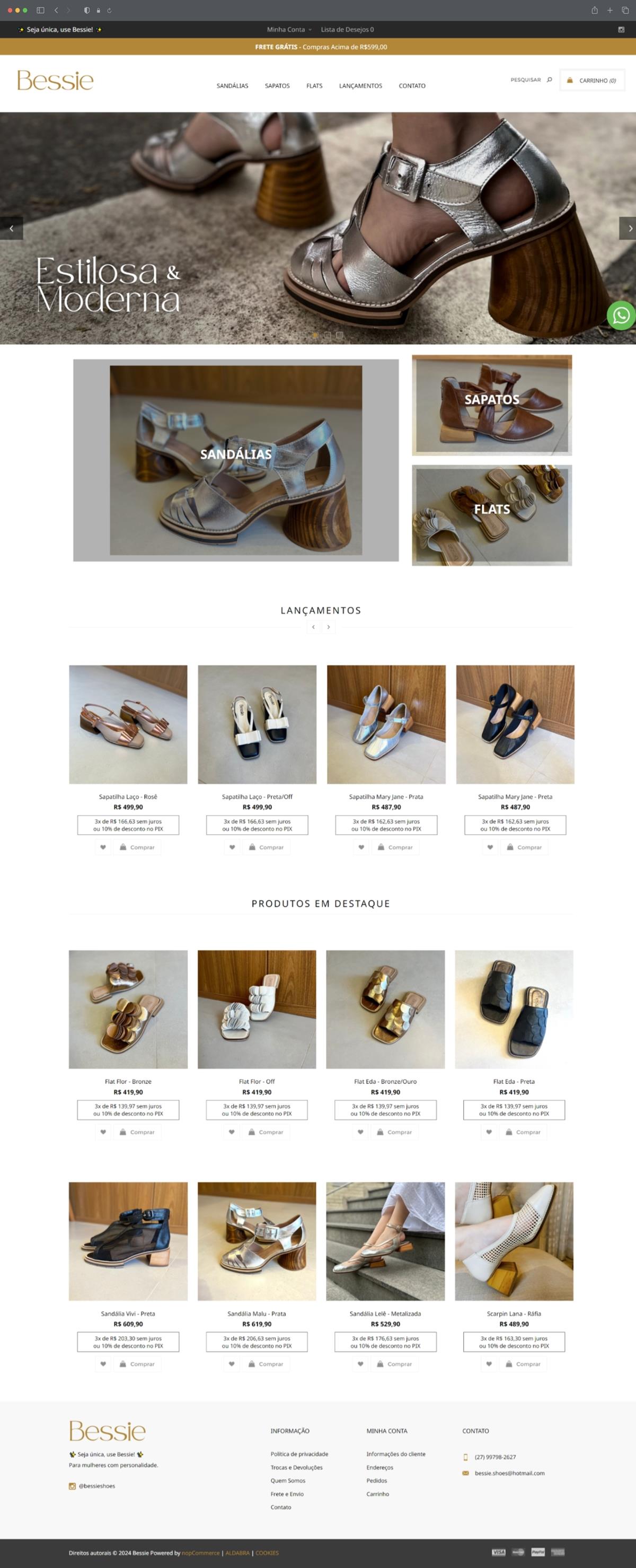 Projetos de Criar e-commerce: Layout de e-commerce criado para a loja Bessie