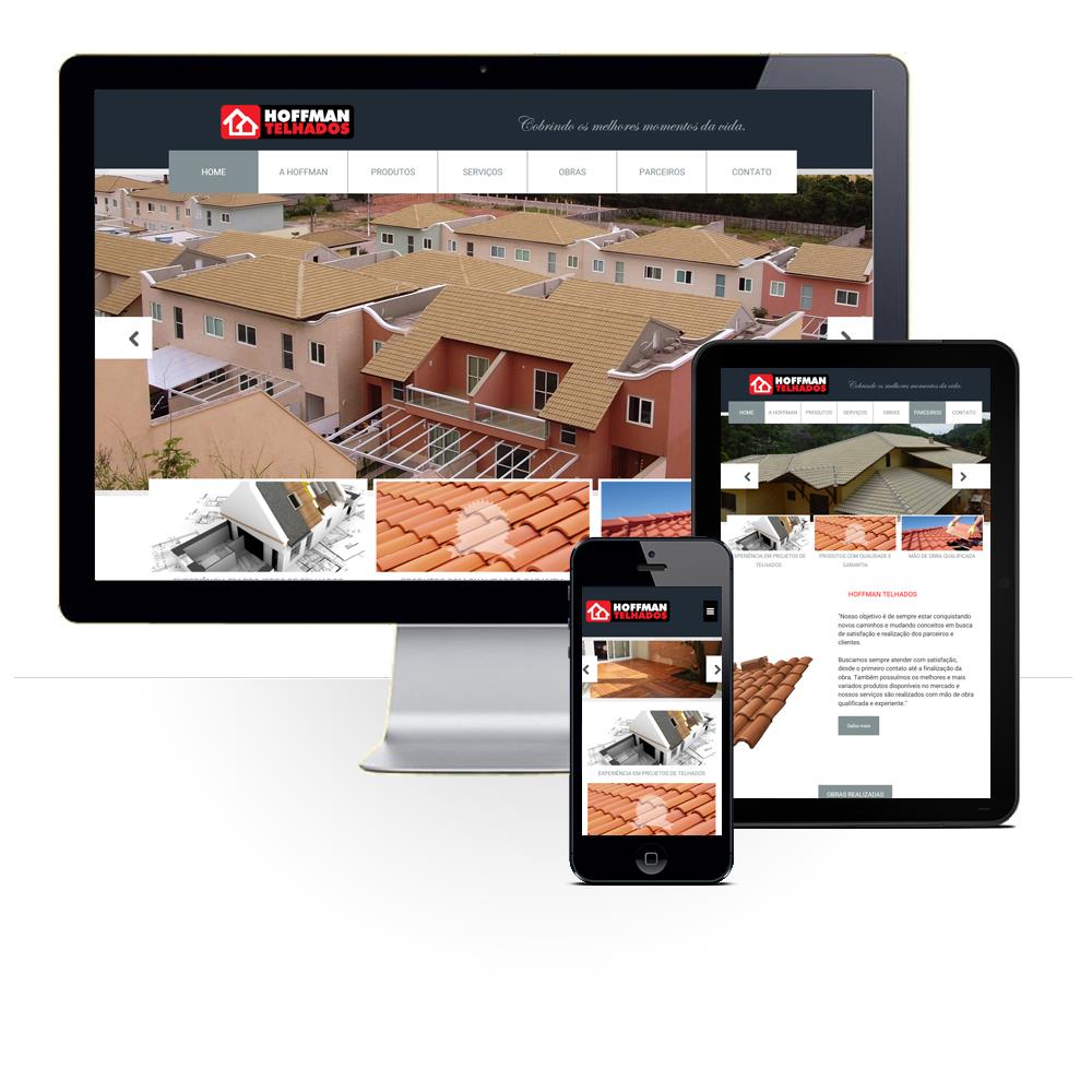 Layout responsivo do projeto de criação de sites: Comportamento responsivo do site - Hoffman Telhados
