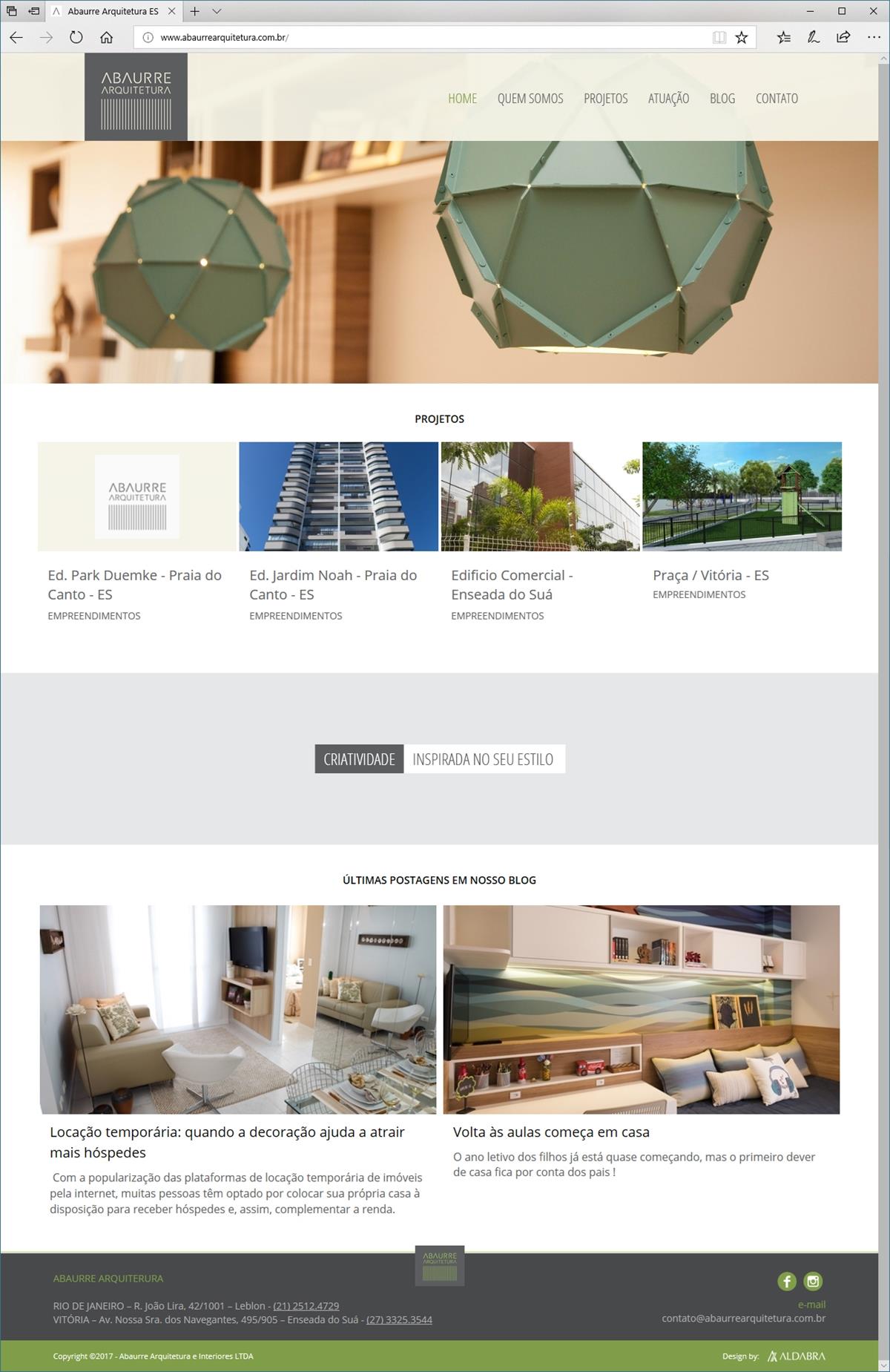 Projetos de Criação de sites: Layout site página home - Abaurre Arquitetura