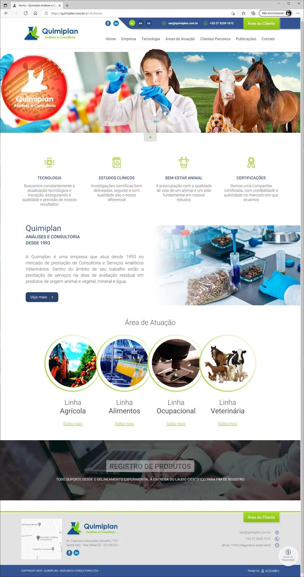 Projetos de Criar site: Layout do site criado pela Aldabra para a empresa Quimiplan