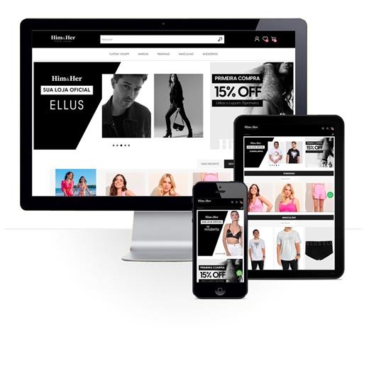 Layout responsivo do projeto de criação de sites: Responsividade do e-commerce da loja Him & Her