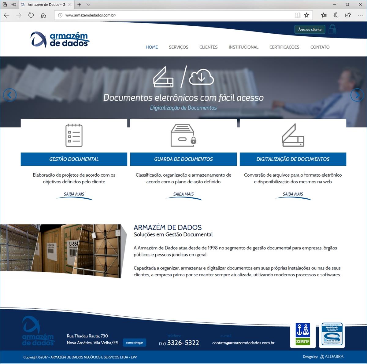 Projetos de Criação de sites: Layout site página home - Armazém de Dados