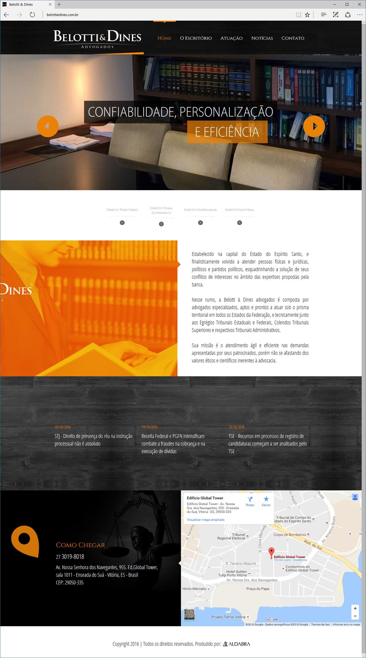Projetos de Criação de sites: Layout da página Home - Website Belotti & Dines Advogados