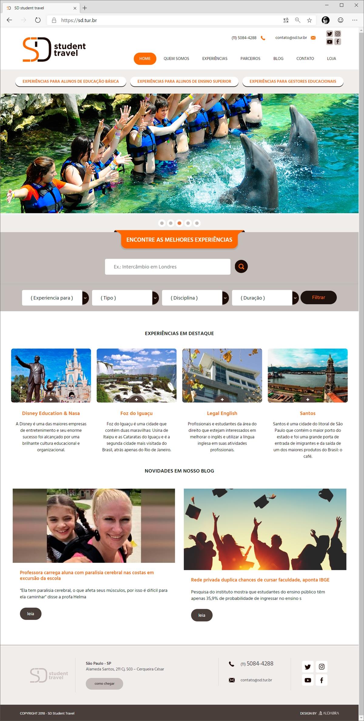 Projetos de Criação de sites: Layout da página inicial do site institucional
